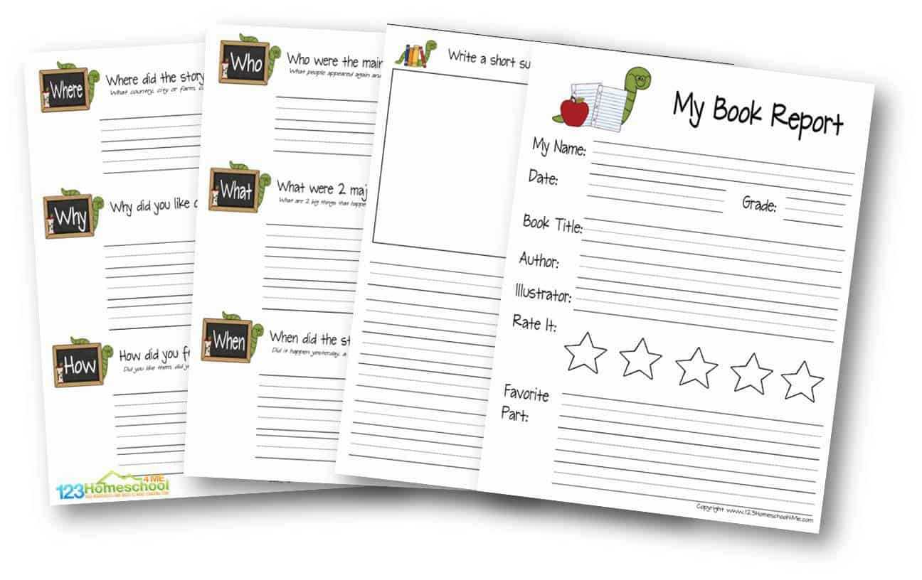 Free Book Report For Kids In Book Report Template 4Th Grade