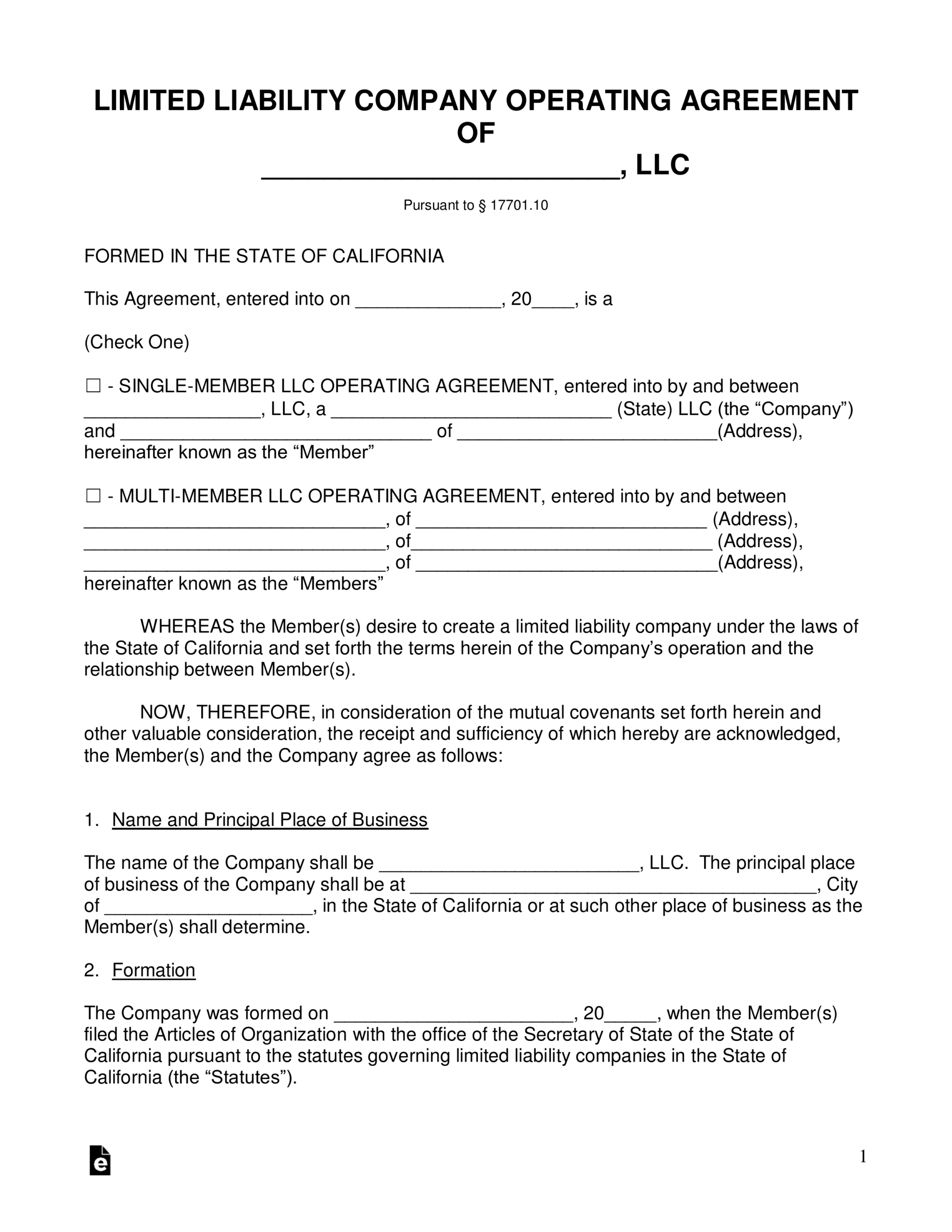 Free California Llc Operating Agreement Templates – Pdf Throughout Llc Annual Report Template
