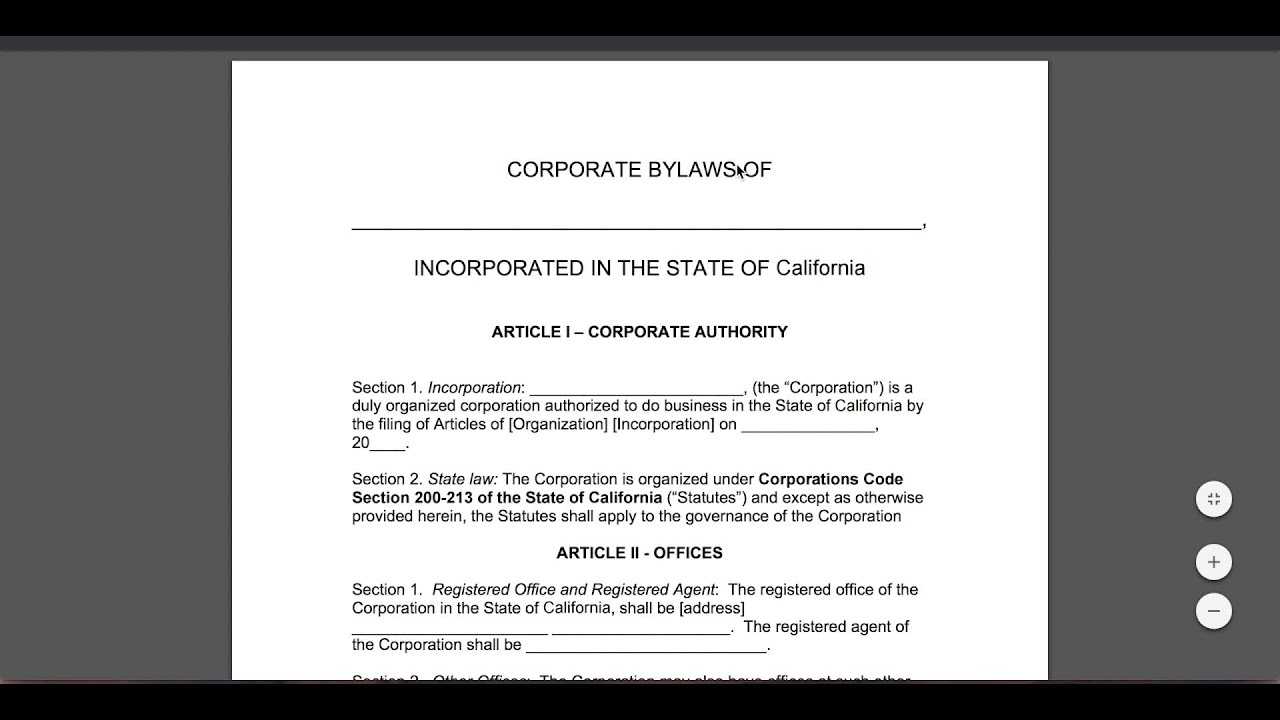 Free Corporate Bylaws Template | Pdf | Word Regarding Corporate Bylaws Template Word