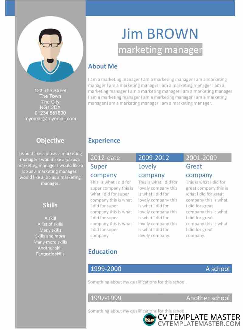 Free Creative 'profile' Word Cv Template – Cv Template Master Throughout Another Word For Template