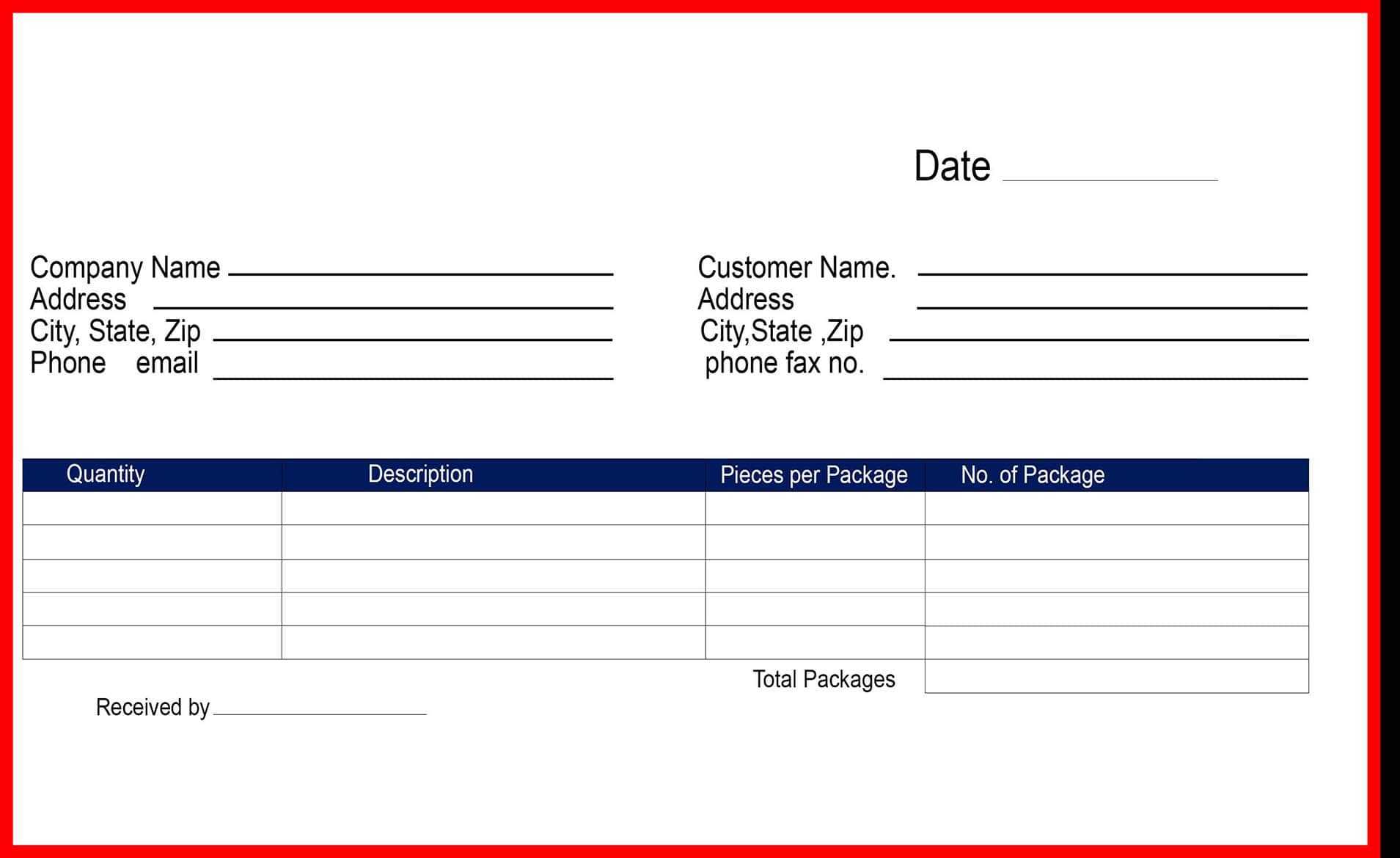 Free Delivery Receipt Template [Pdf, Word Doc & Excel] With Blank Taxi Receipt Template