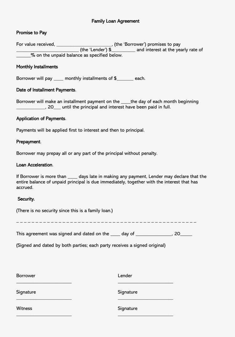 Free Family Loan Agreement Forms And Templates (Word|Pdf) With Blank Loan Agreement Template