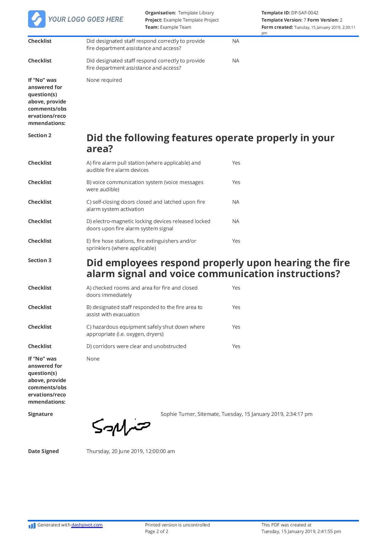 Free Fire Drill Report Template – Use, Customise, Download Intended For Fire Evacuation Drill Report Template