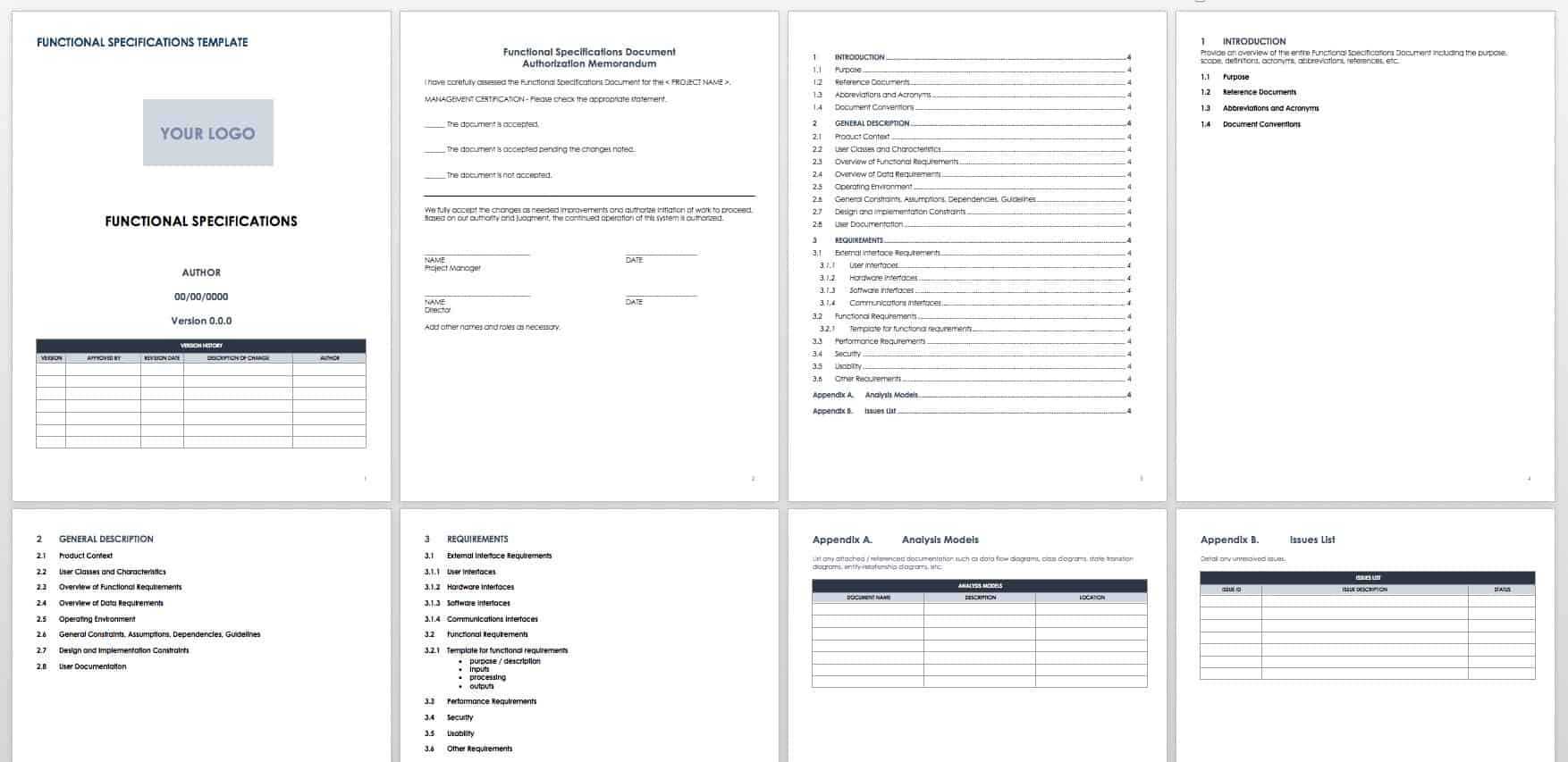 Free Functional Specification Templates | Smartsheet With Report Requirements Document Template