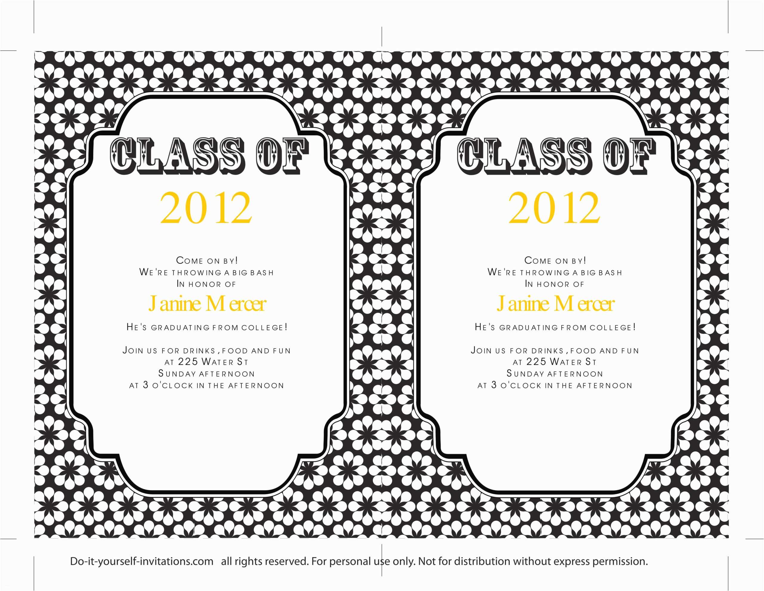 Free Graduation Party Invitation Templates For Word For Free Graduation Invitation Templates For Word