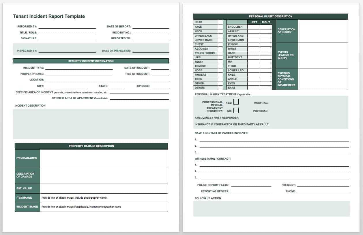 Free Incident Report Templates & Forms | Smartsheet Intended For Vehicle Accident Report Form Template