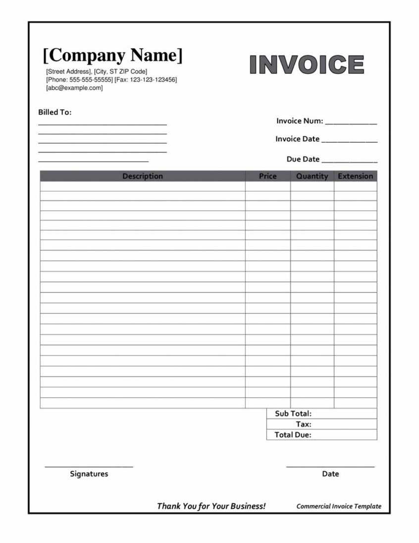 Free Invoice Downloadable Template Doc Printable Blank Throughout Free Printable Invoice Template Microsoft Word