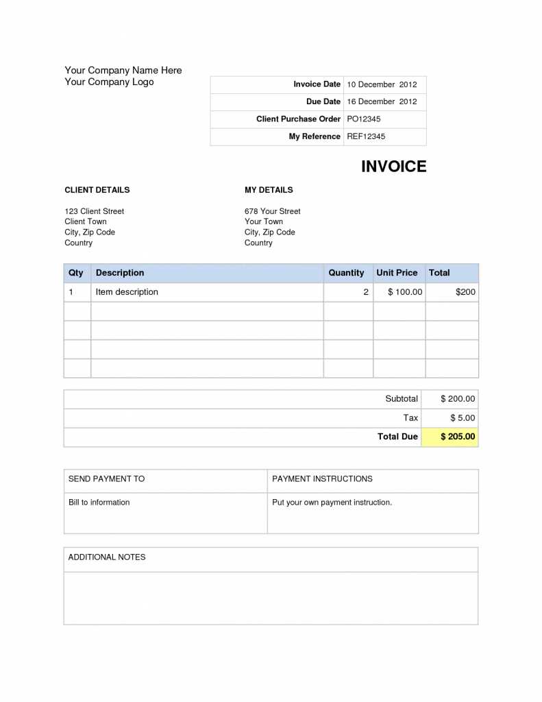 Free Invoice Template Word Document | Invoice Example Inside Invoice Template Word 2010