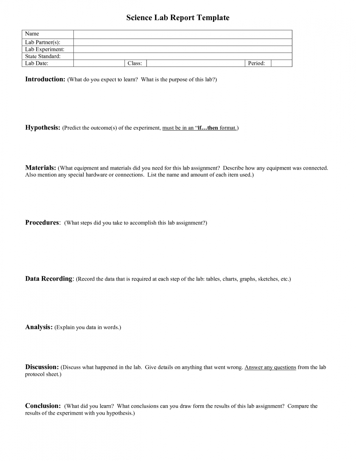 Free Lab Report Outline Science Lab Report Template School With Science Lab Report Template