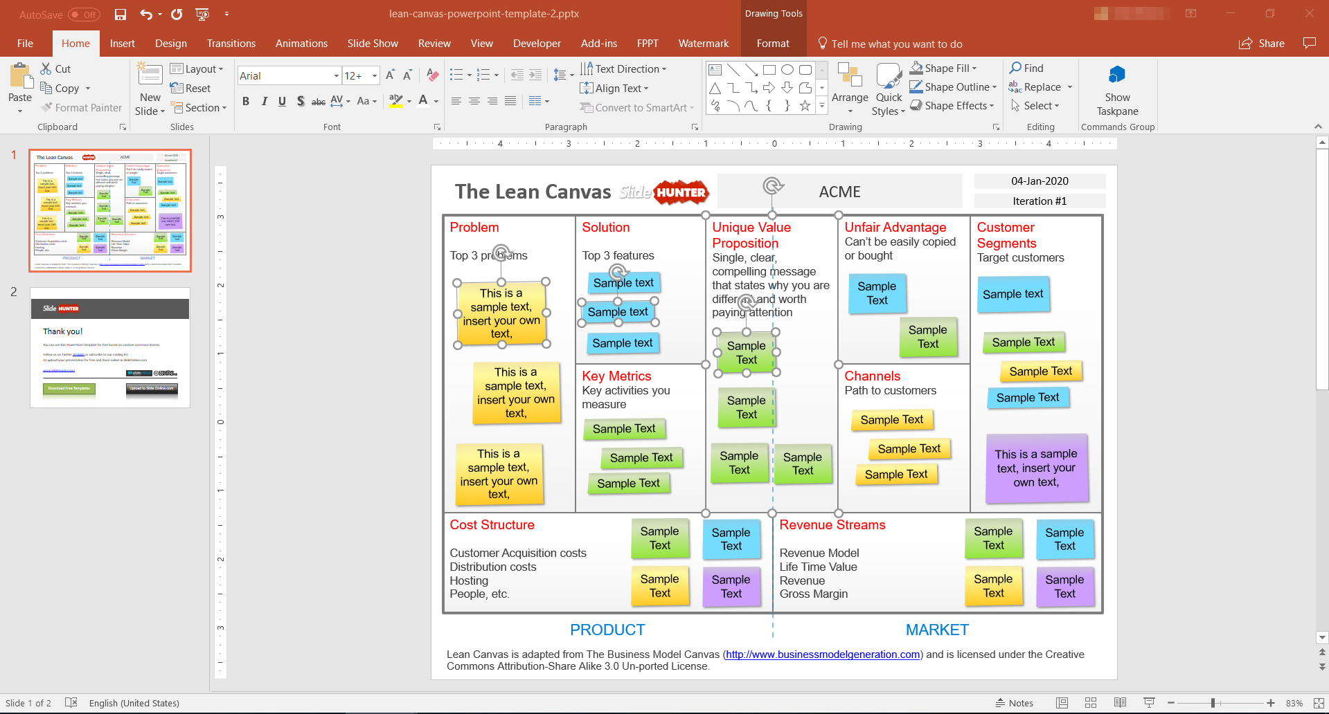 Free Lean Canvas Powerpoint Template – Fppt Within Lean Canvas Word Template