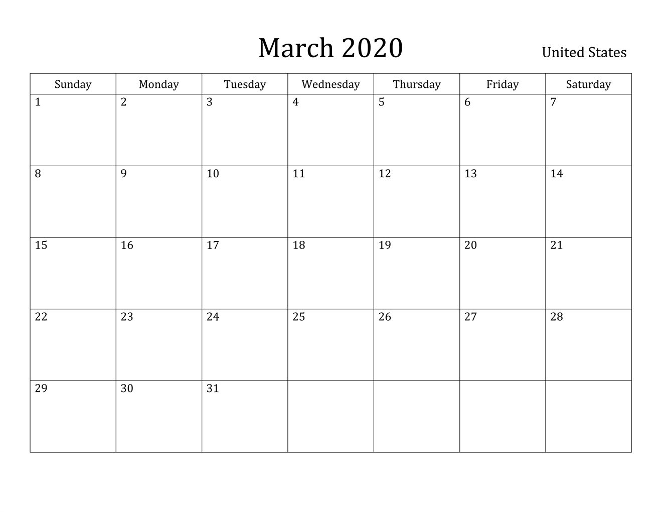 Free March 2020 Printable Calendar – Blank Templates – In Blank Calender Template