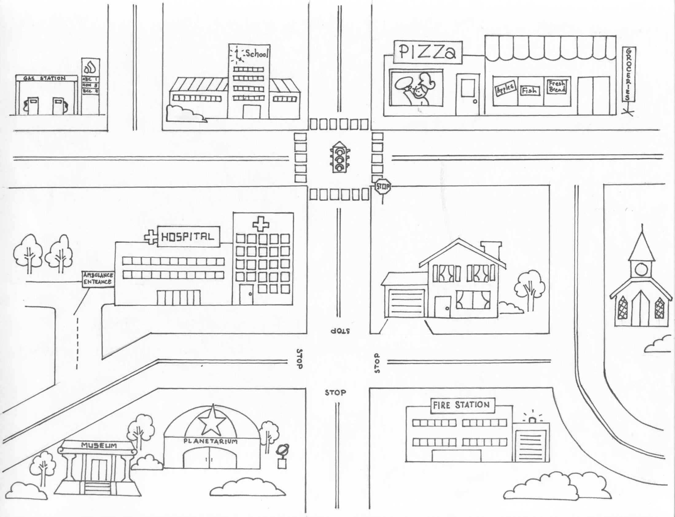 Free Neighborhood Map Coloring Page, Download Free Clip Art Pertaining To Blank City Map Template