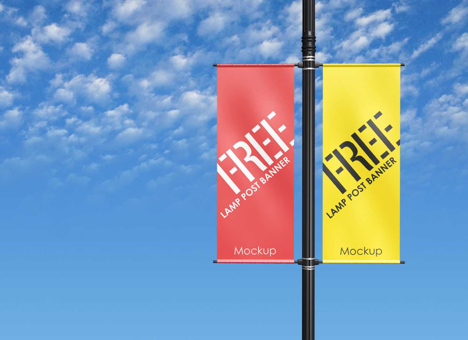 Free Outdoor Advertising Lamp Post Pole Banner Mockup Psd Intended For
