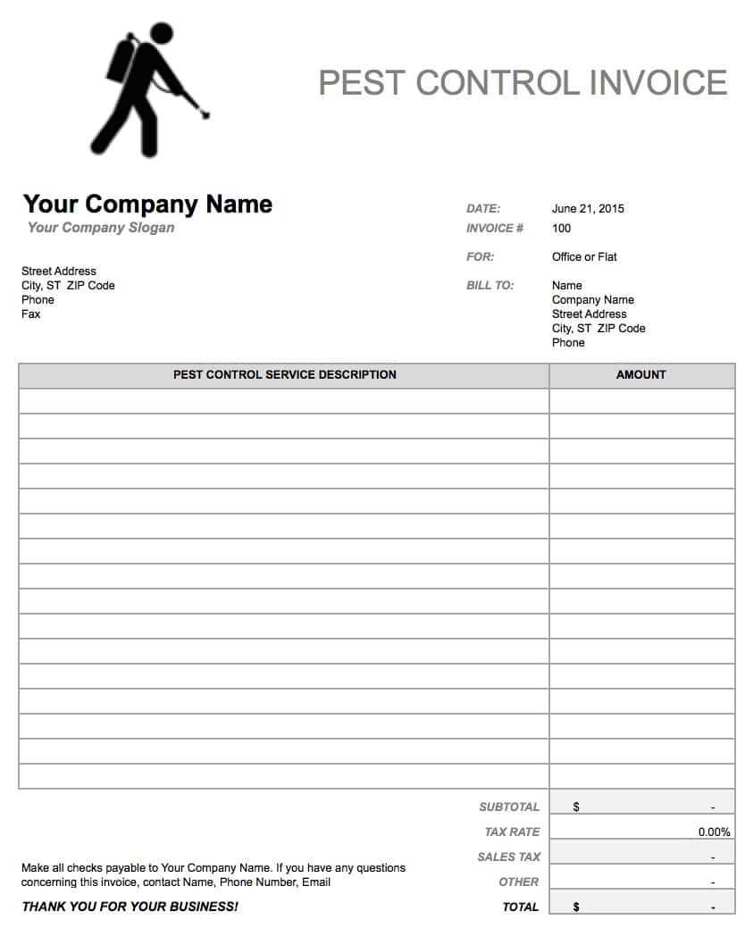 Free Pest Control Invoice Template | Pdf | Word | Excel Pertaining To Pest Control Report Template