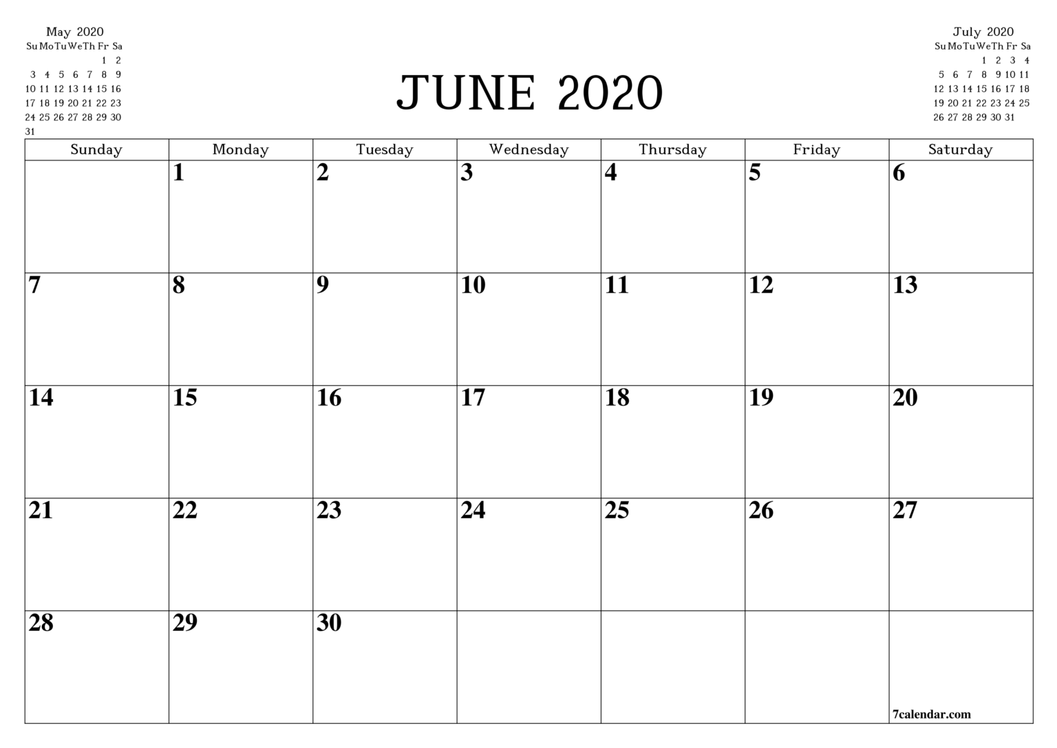 Free Printable Blank Monthly Calendar And Planner For June pertaining ...