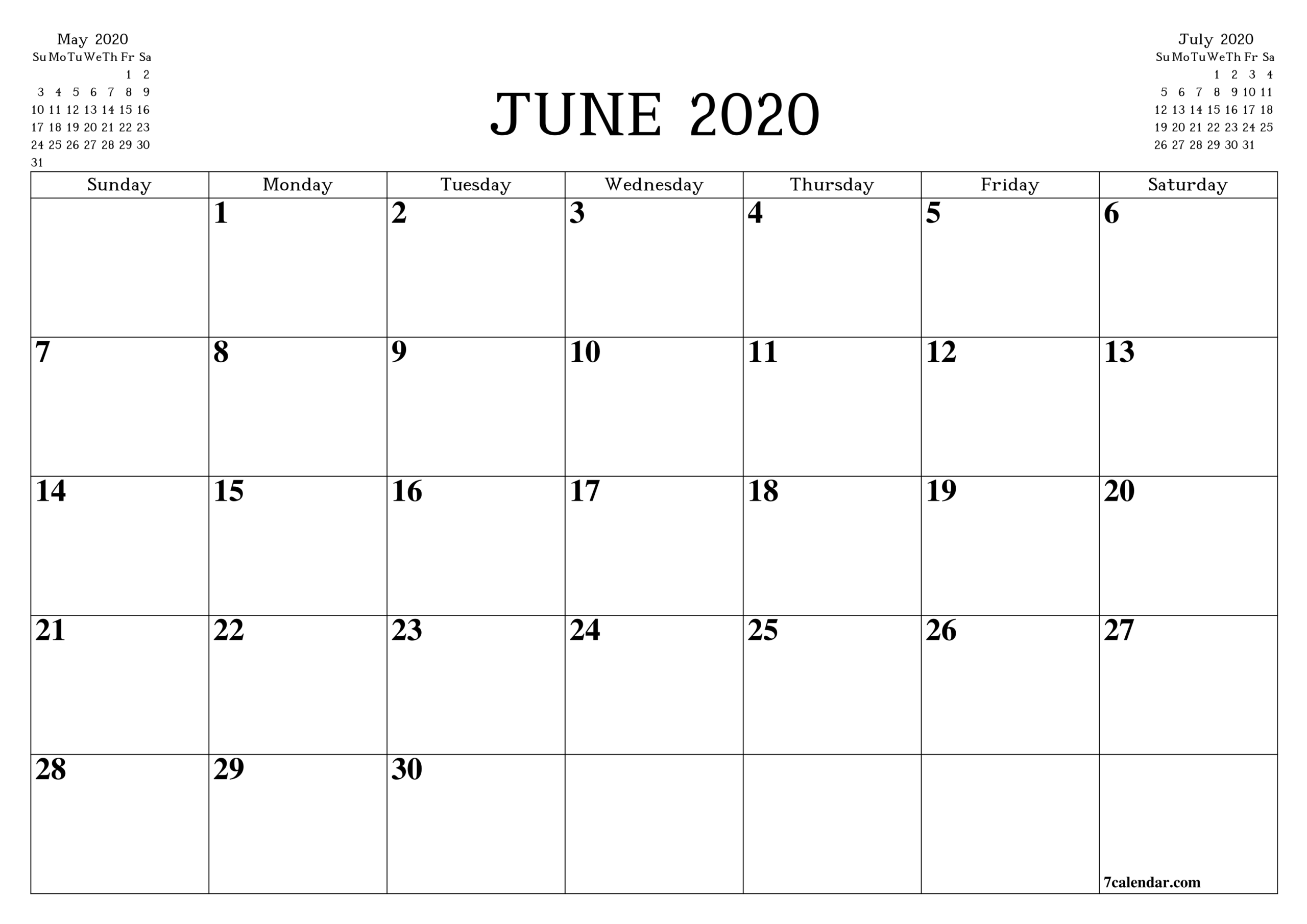 Free Printable Blank Monthly Calendar And Planner For June Pertaining To Blank One Month Calendar Template