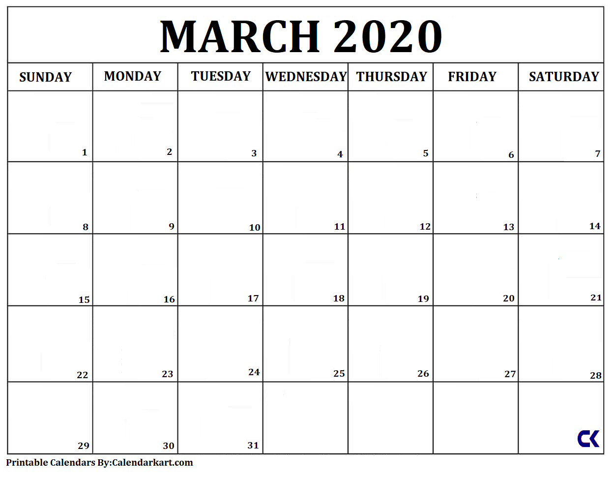 Free Printable Calendar Templates 2020 – Calendarkart With Regard To Full Page Blank Calendar Template
