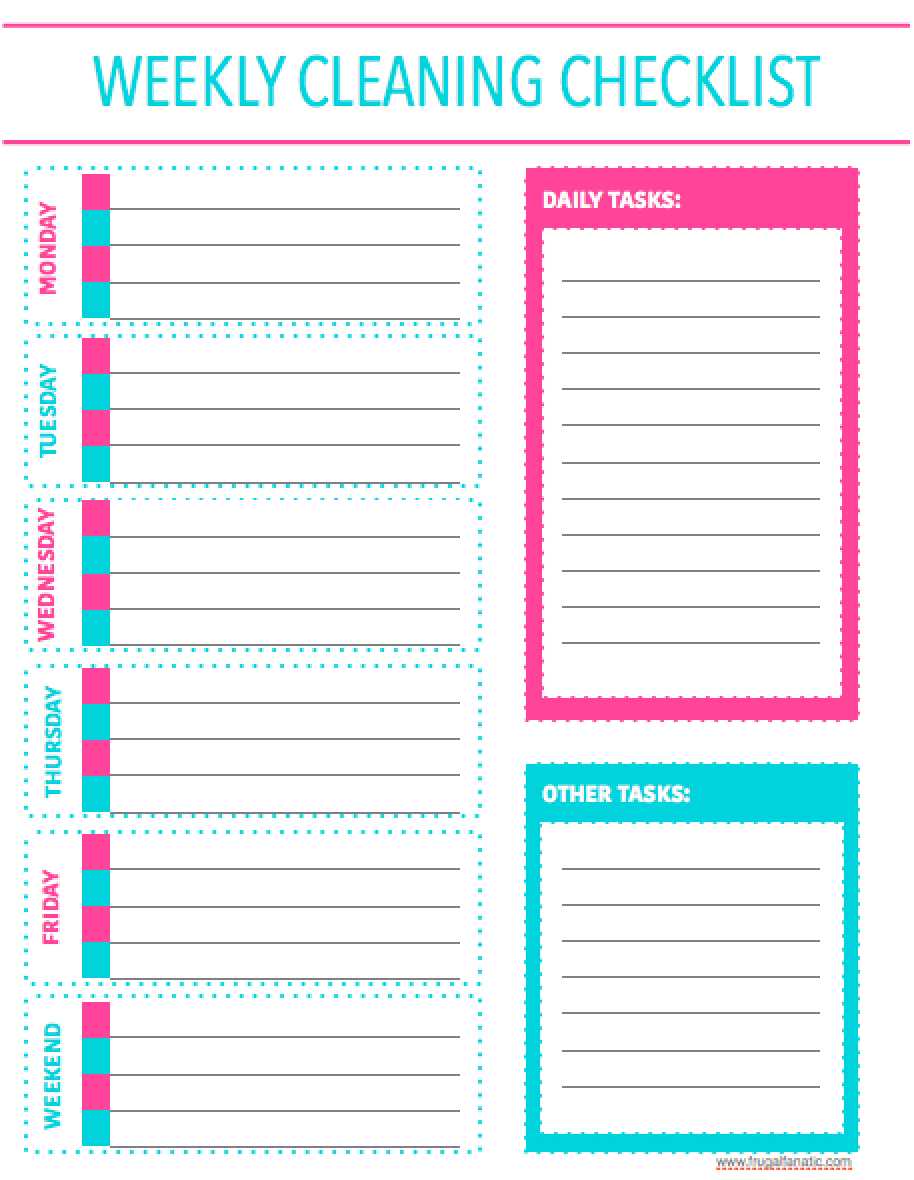 Free Printable Checklist | Room Surf Regarding Blank Cleaning Schedule Template