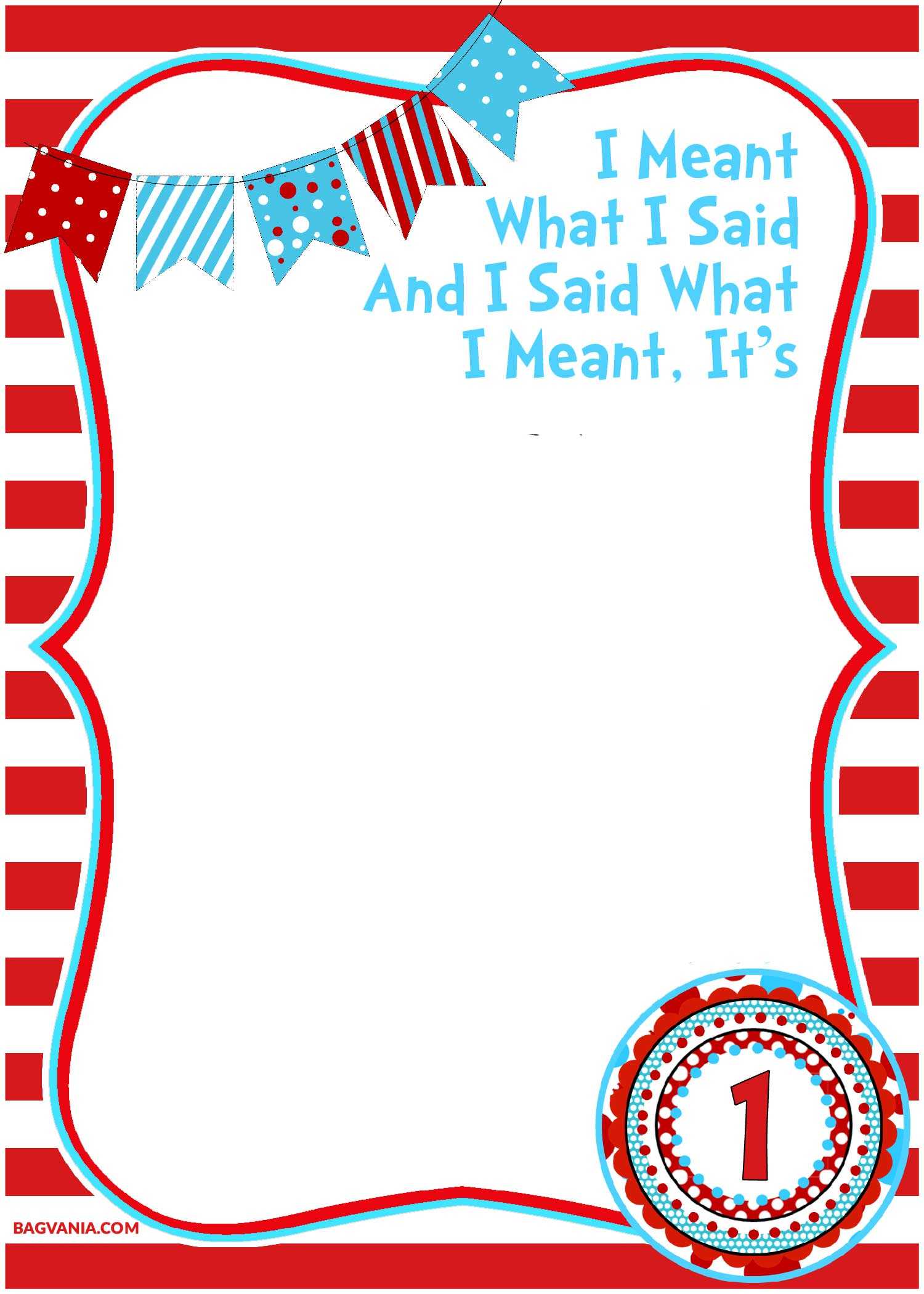 Free Printable Dr.seuss – Cat In The Hat Invitation Template Intended For Blank Cat In The Hat Template