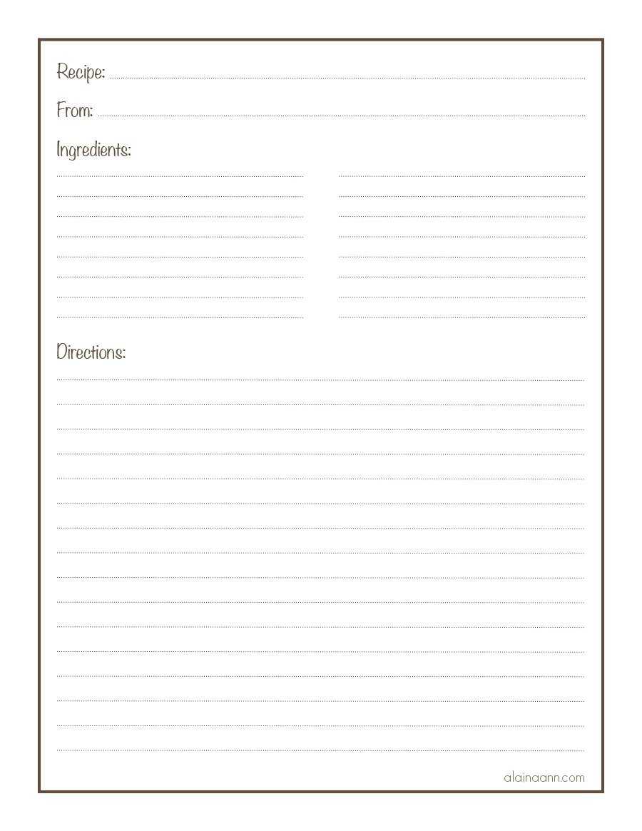 Free Printable Recipe Pages - Calep.midnightpig.co Pertaining To Full Page Recipe Template For Word