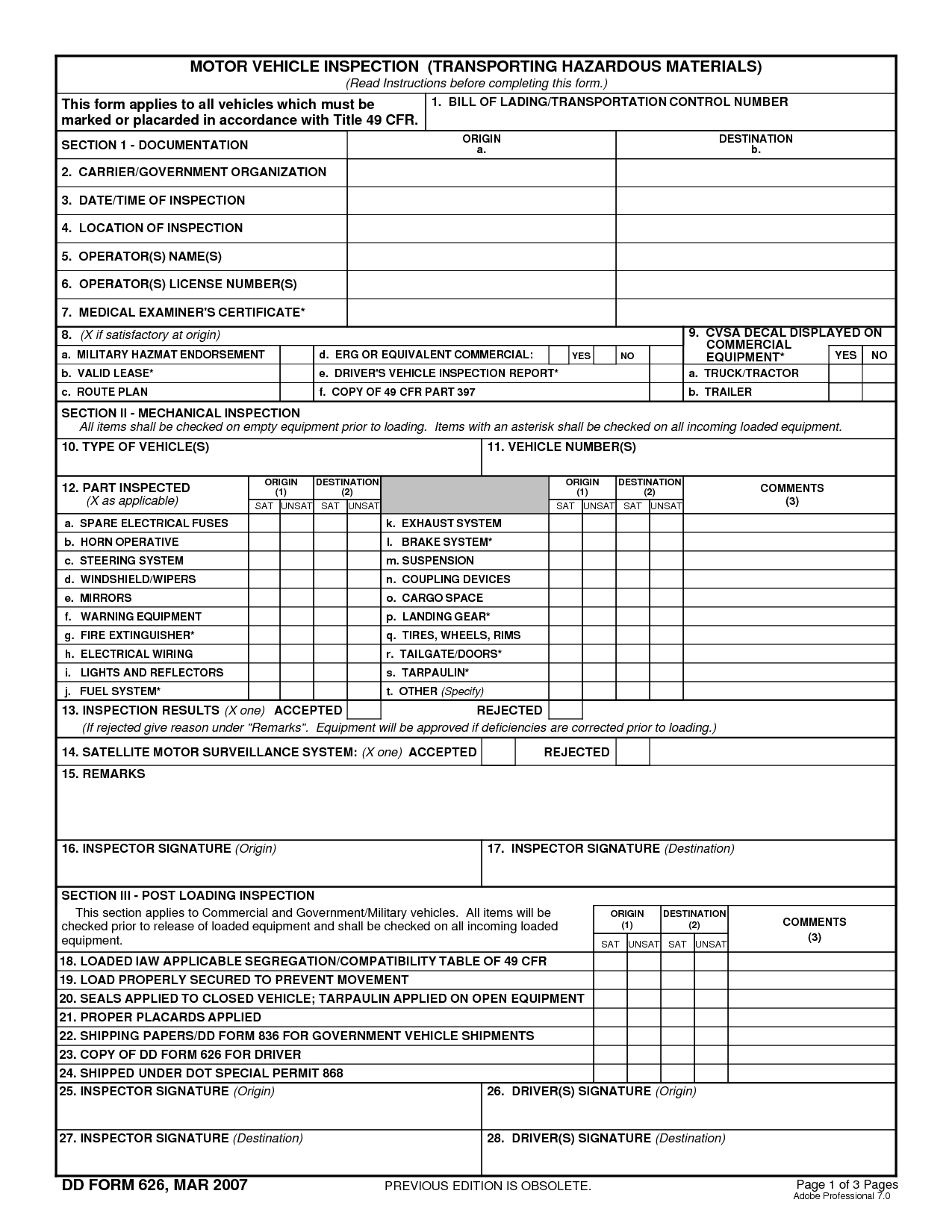 Free Printable Vehicle Inspection Form Template Ideas Intended For Vehicle Inspection Report Template