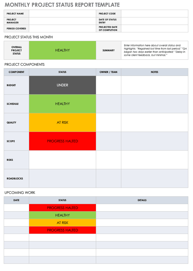 Free Project Report Templates | Smartsheet Throughout Project Status Report Template Excel Download Filetype Xls