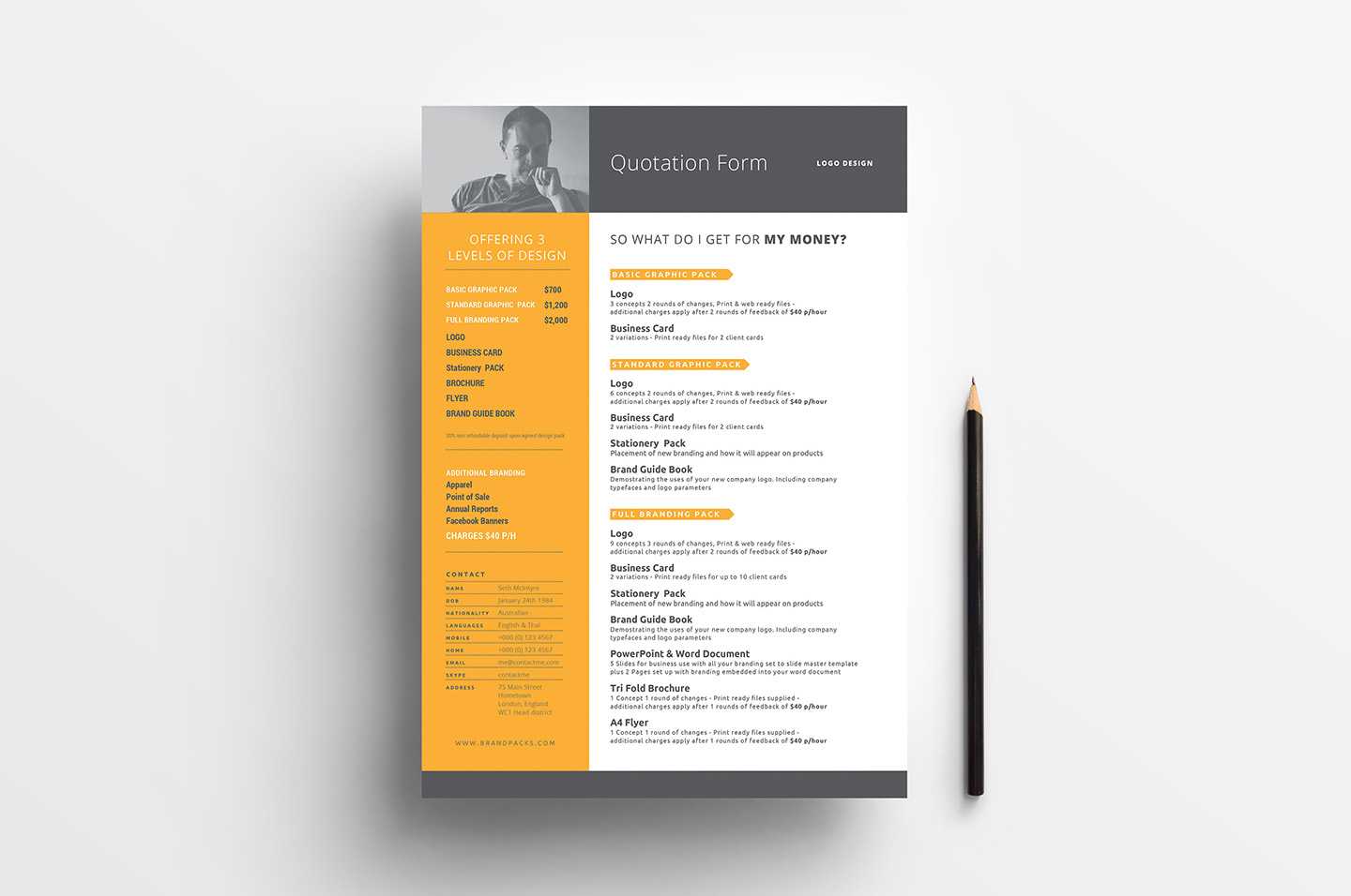 Free Quotation Form Template – Psd, Ai & Vector – Brandpacks In Web Design Quote Template Word