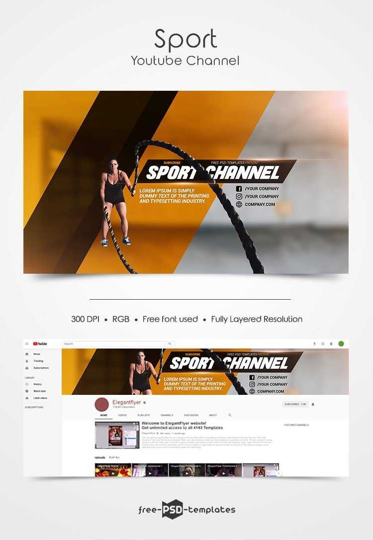 Free Sport Youtube Channel Banner | Free Psd Templates In Sports Banner Templates