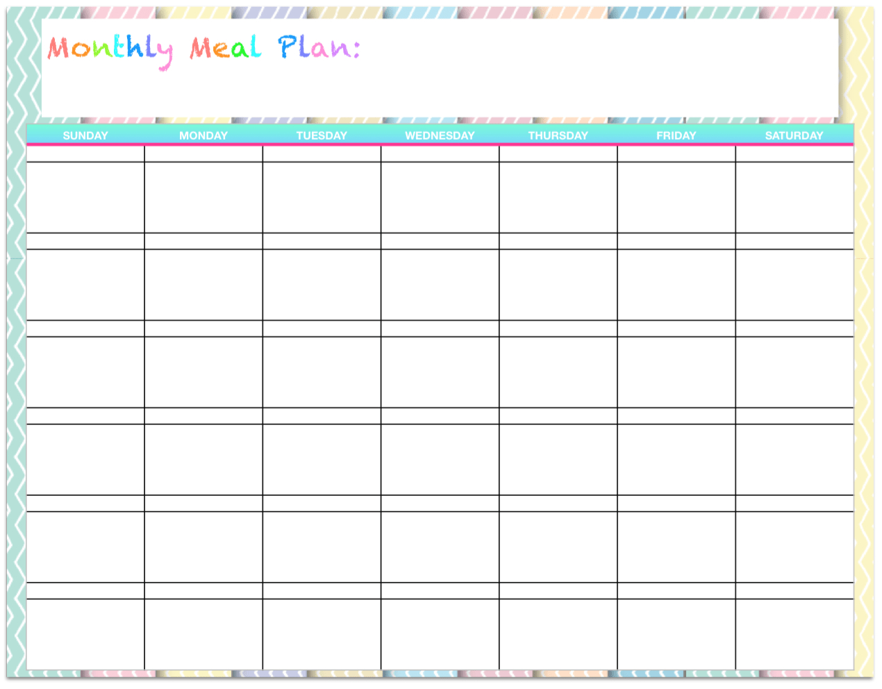 Free Templates: Monthly Menu Planners ~ The Housewife Modern Throughout Blank Meal Plan Template