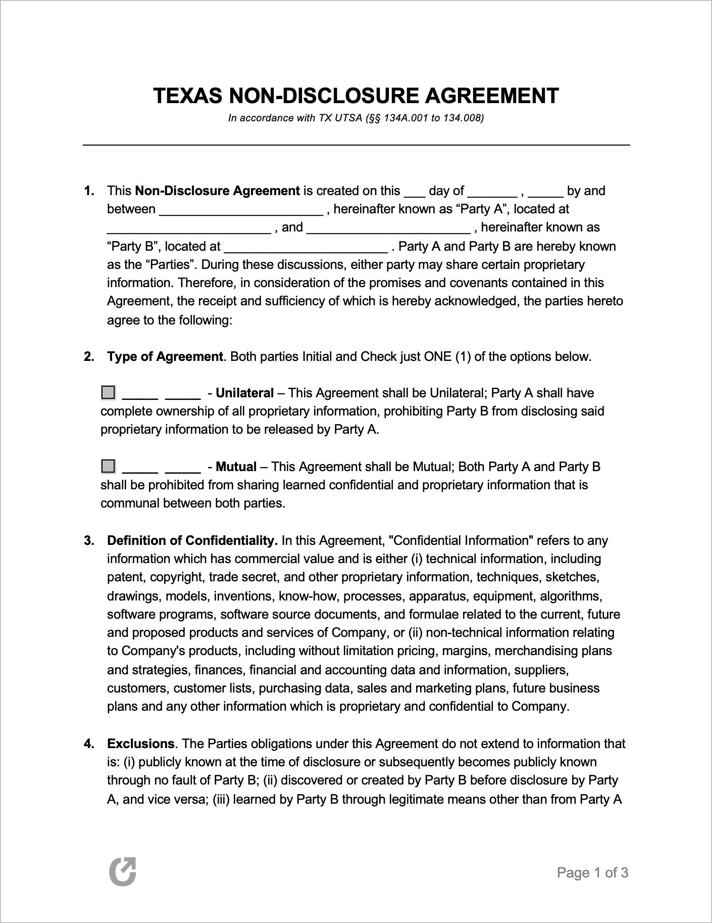 Free Texas Non Disclosure Agreement (Nda) | Pdf | Word With Regard To Nda Template Word Document