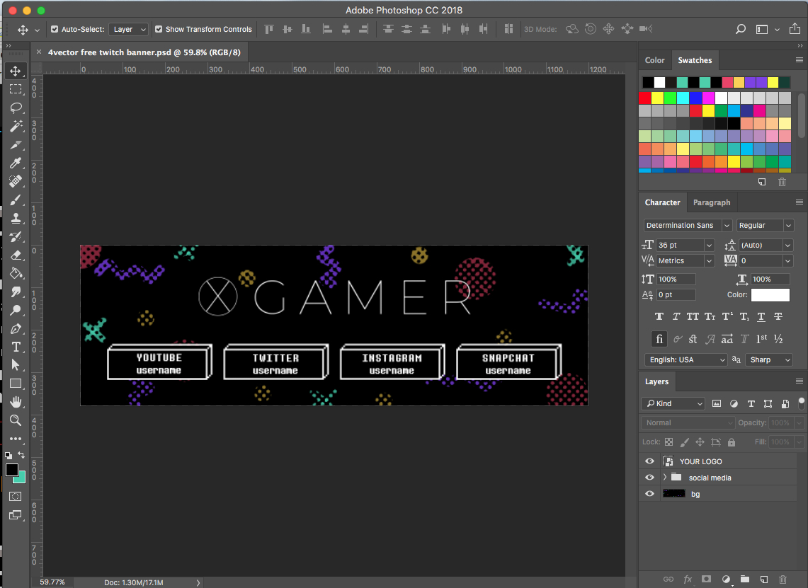 Free Twitch Banner Template In Psd (And How To) / 4Vector Intended For Adobe Photoshop Banner Templates