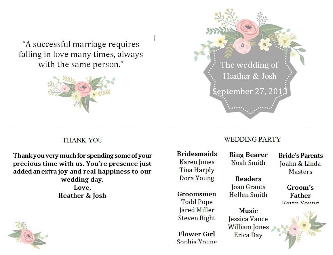 Free Wedding Program Templates – Dalep.midnightpig.co Throughout Free Printable Wedding Program Templates Word