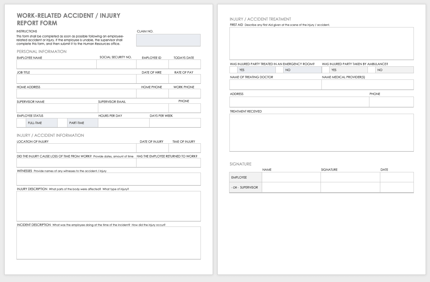 Free Workplace Accident Report Templates | Smartsheet For Accident Report Form Template Uk