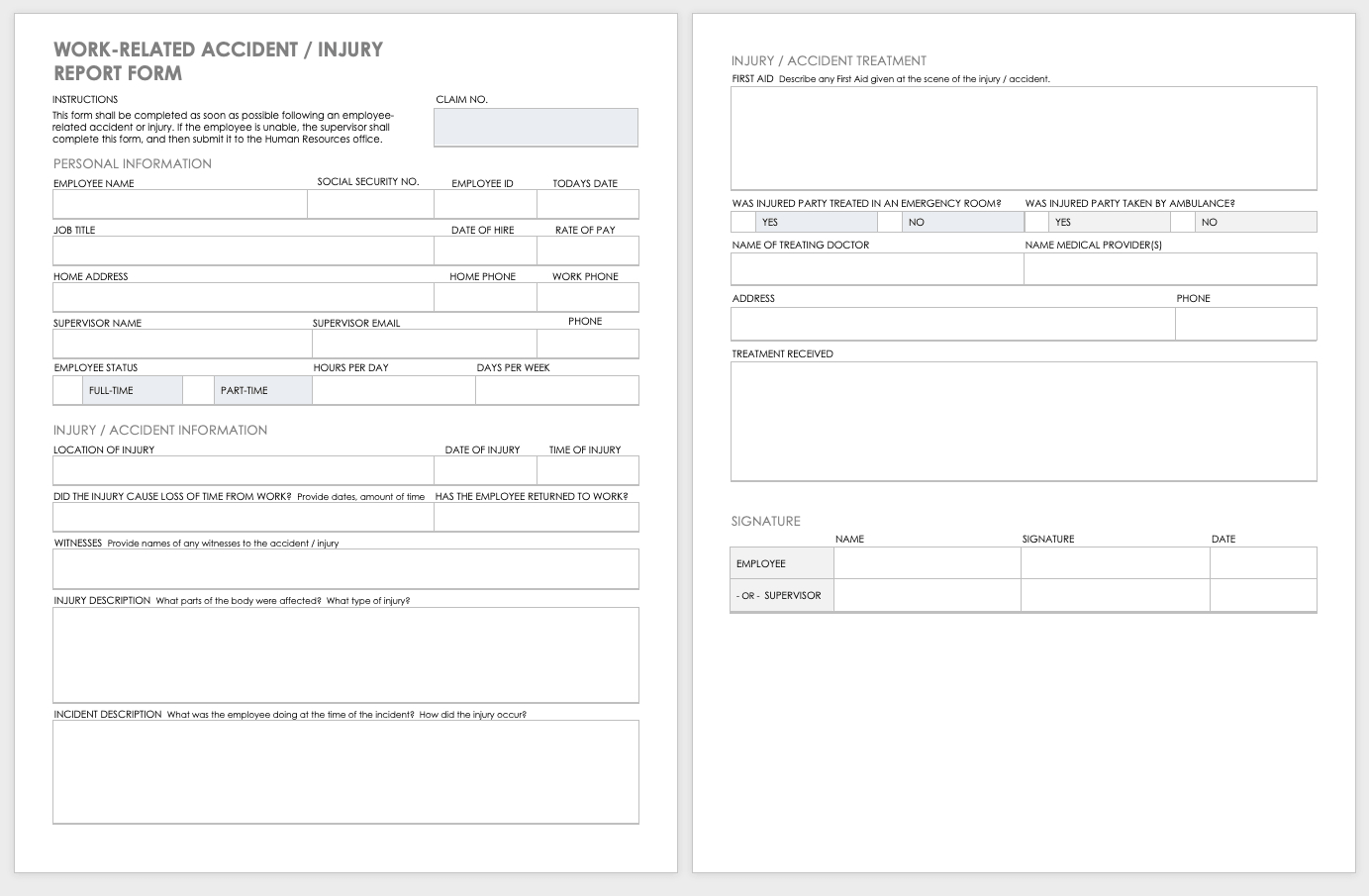 Free Workplace Accident Report Templates | Smartsheet In Incident Report Template Uk