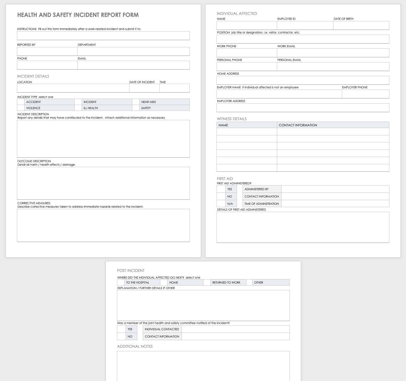 Free Workplace Accident Report Templates | Smartsheet Throughout Incident Hazard Report Form Template