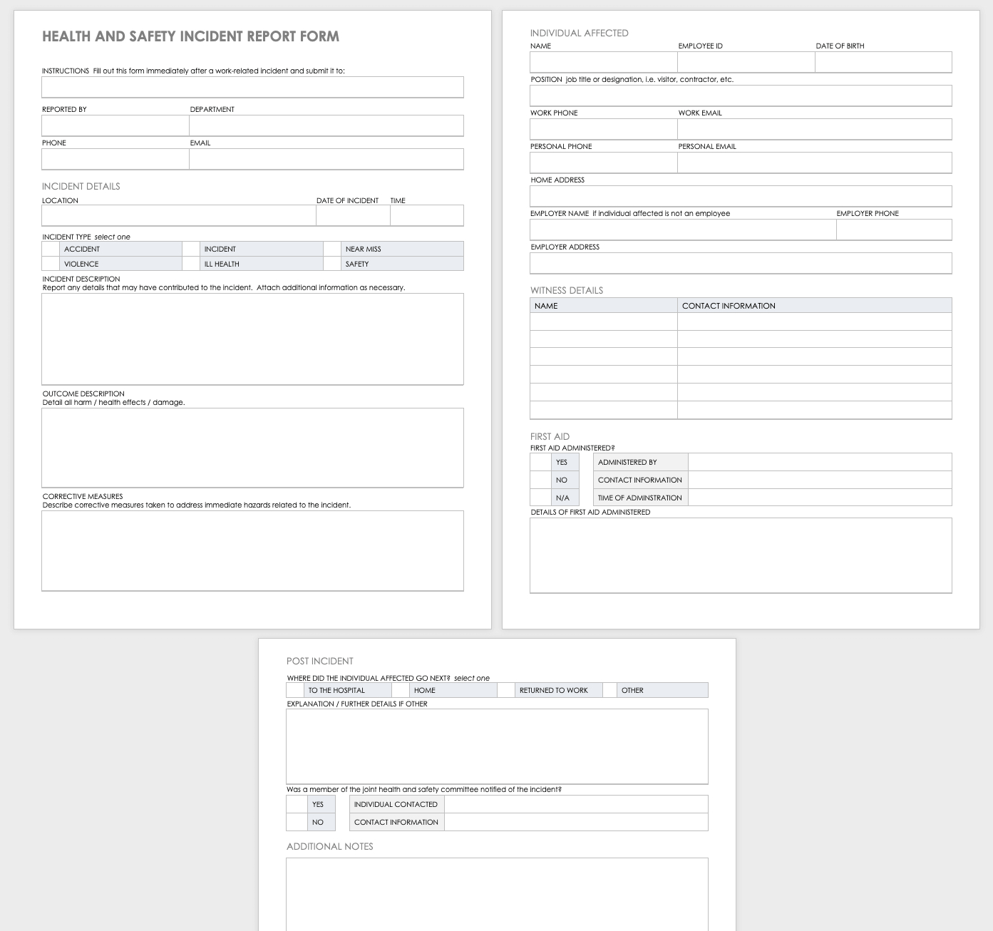 Free Workplace Accident Report Templates | Smartsheet Throughout Incident Report Log Template