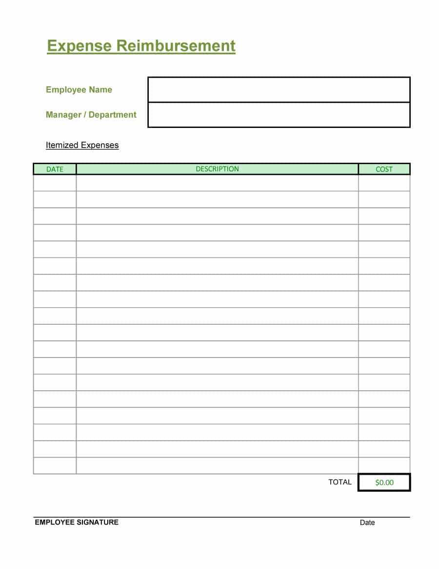 Generic Expense Reimbursement Form - Dalep.midnightpig.co Intended For Reimbursement Form Template Word