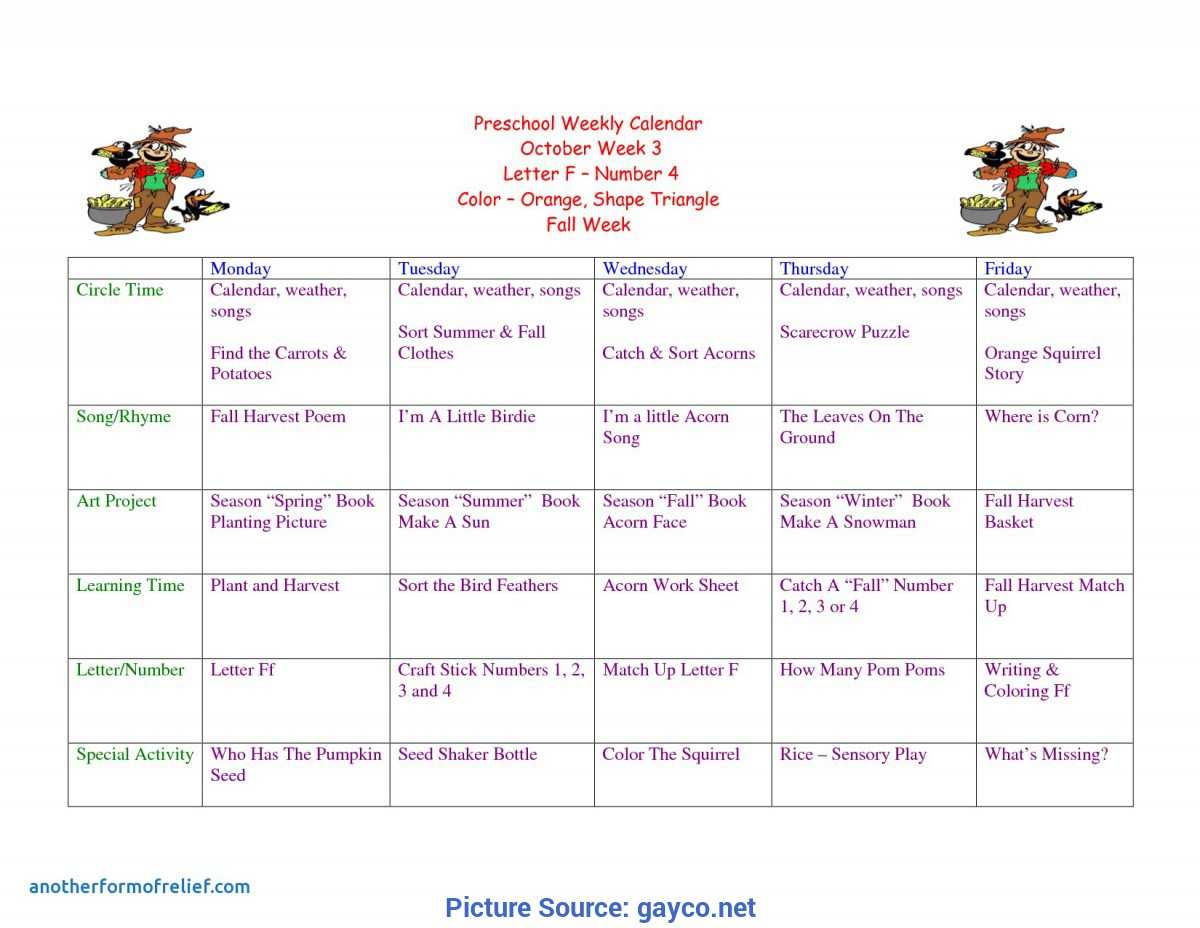 Good Preschool Lesson Plans For October Preschool Weekly For Preschool Weekly Report Template