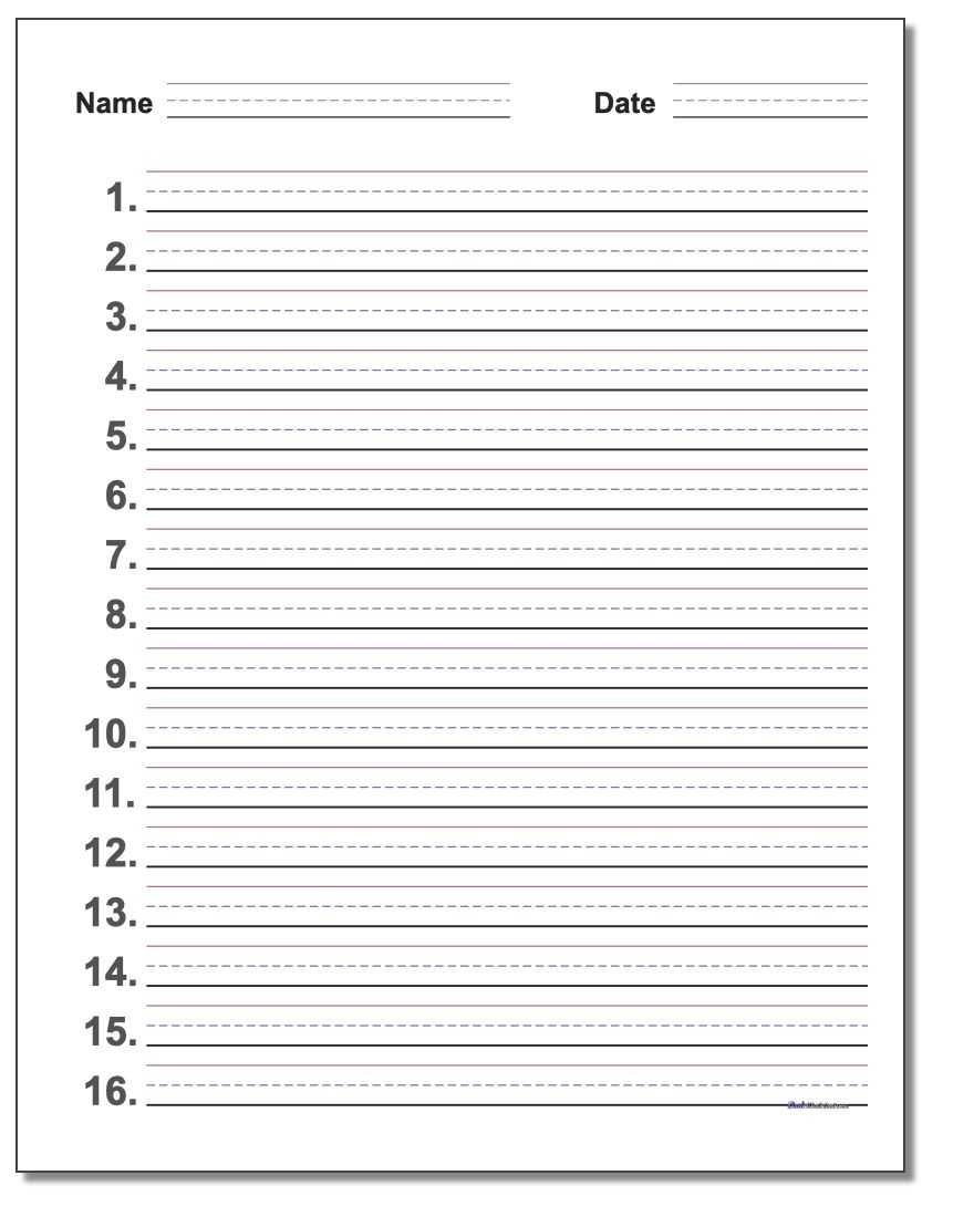 Handwriting Paper Inside Blank Four Square Writing Template