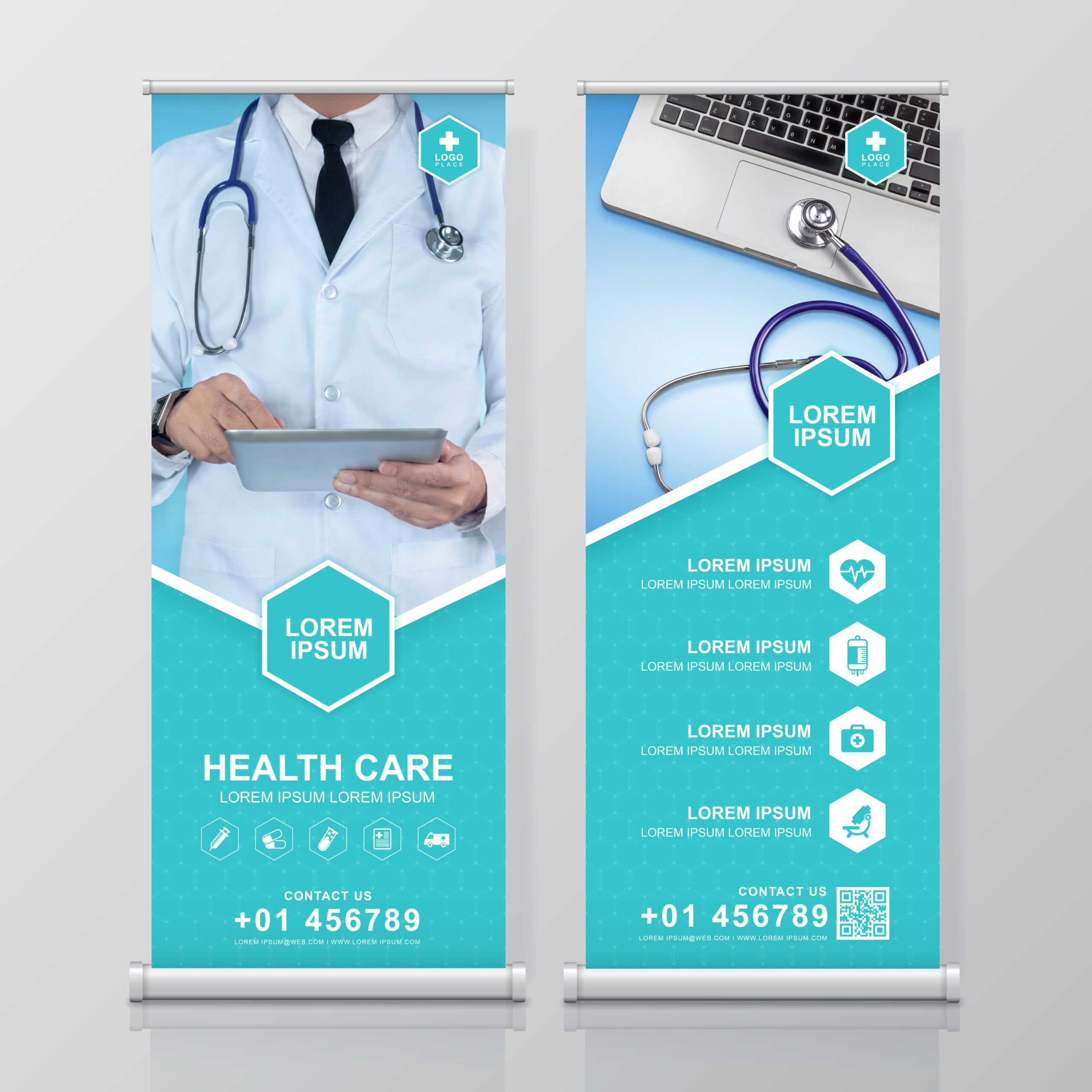 Healthcare And Medical Roll Up Design, Standee And Banner In Medical Banner Template