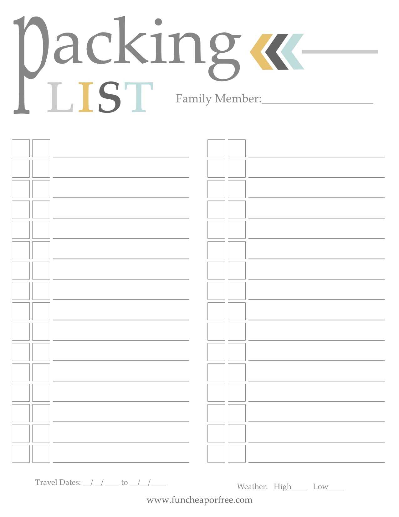Holiday Travel Prep Made Easy + Free Packing Printables Throughout Blank Packing List Template