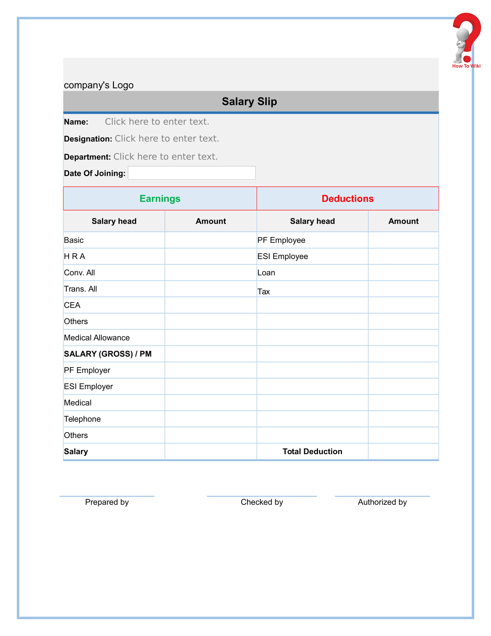 How To Create A Free Payslip Template In Excel, Pdf, Word Throughout Blank Payslip Template