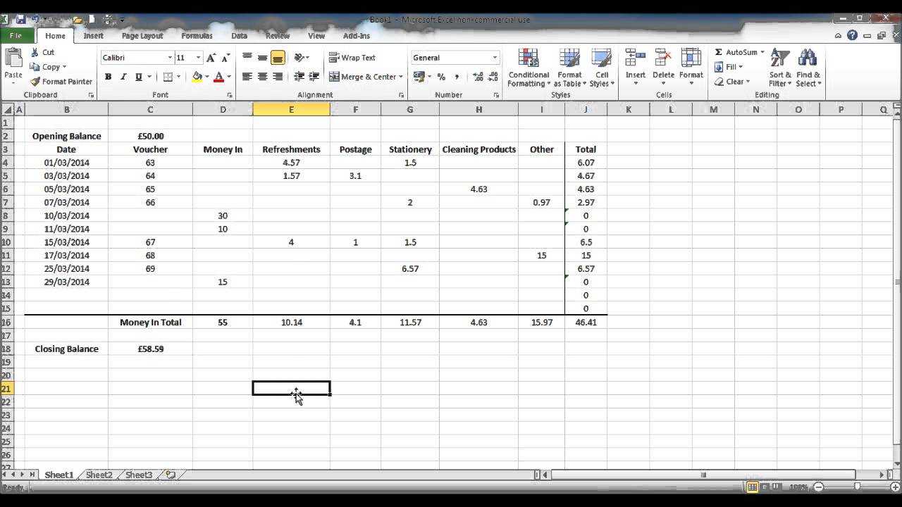 How To Create A Petty Cash Template Using Excel – Part 4 Inside Petty Cash Expense Report Template