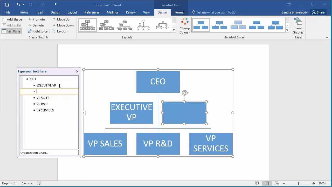How To Create An Organization Chart In Word 2016 In Org Chart Word Template