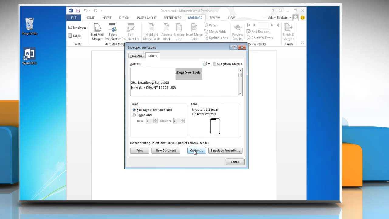 How To Create And Print Mailing Labels On Microsoft® Word 2013 Throughout How To Create A Template In Word 2013