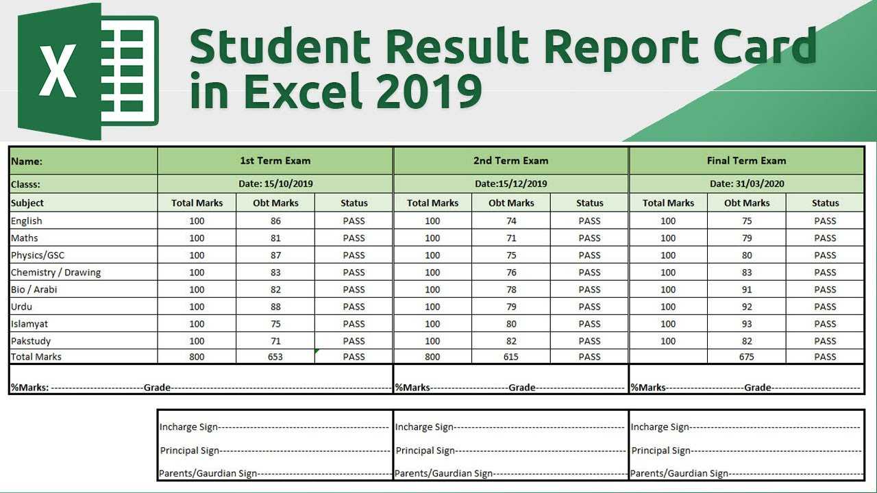 How To Create Student Result Report Card In Excel 2019 With Homeschool Report Card Template