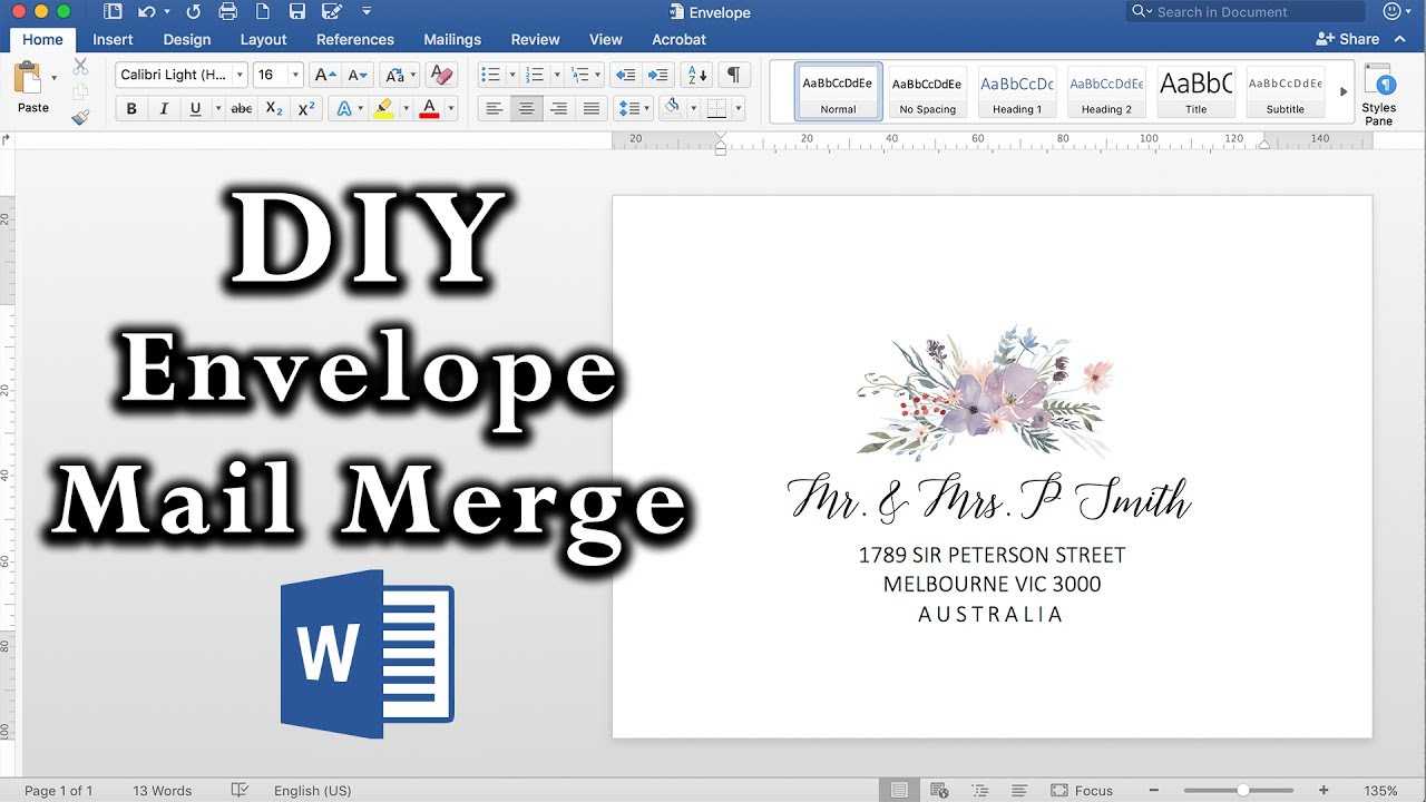 How To: Easy Envelope Mail Merge In Ms Word | Diy Invitations With Regard To Word 2013 Envelope Template