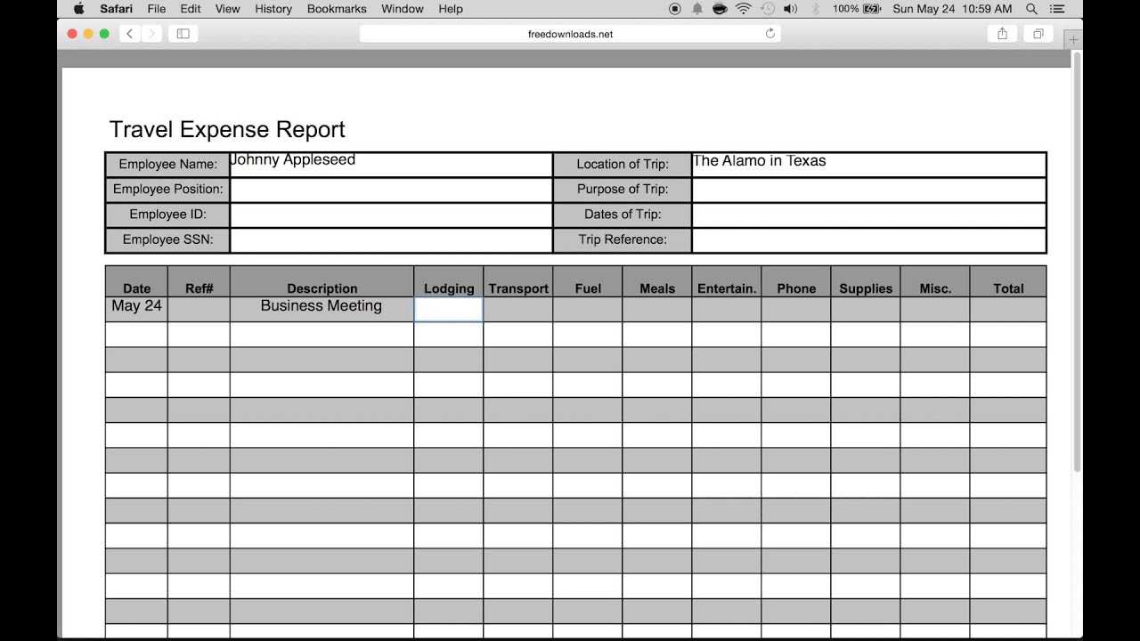 How To Fill In A Free Travel Expense Report | Pdf | Excel Inside Per Diem Expense Report Template