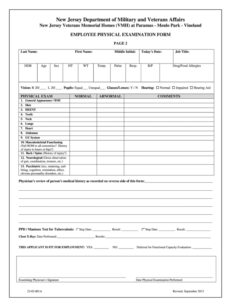 How To Fill Out A Physical Examination Form – Calep inside History And ...