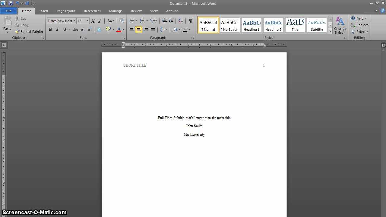 How To Format Title Page Apa In Word – Dalep.midnightpig.co Pertaining To Apa Format Template Word 2013